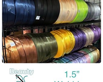 BULK 50 yard rolls 1 1/2 Inch Herringbone Webbing - 1.5" Webbing - Seatbelt Webbing - 1.5 Inch Strap Webbing - 38mm - 43 Color Choices