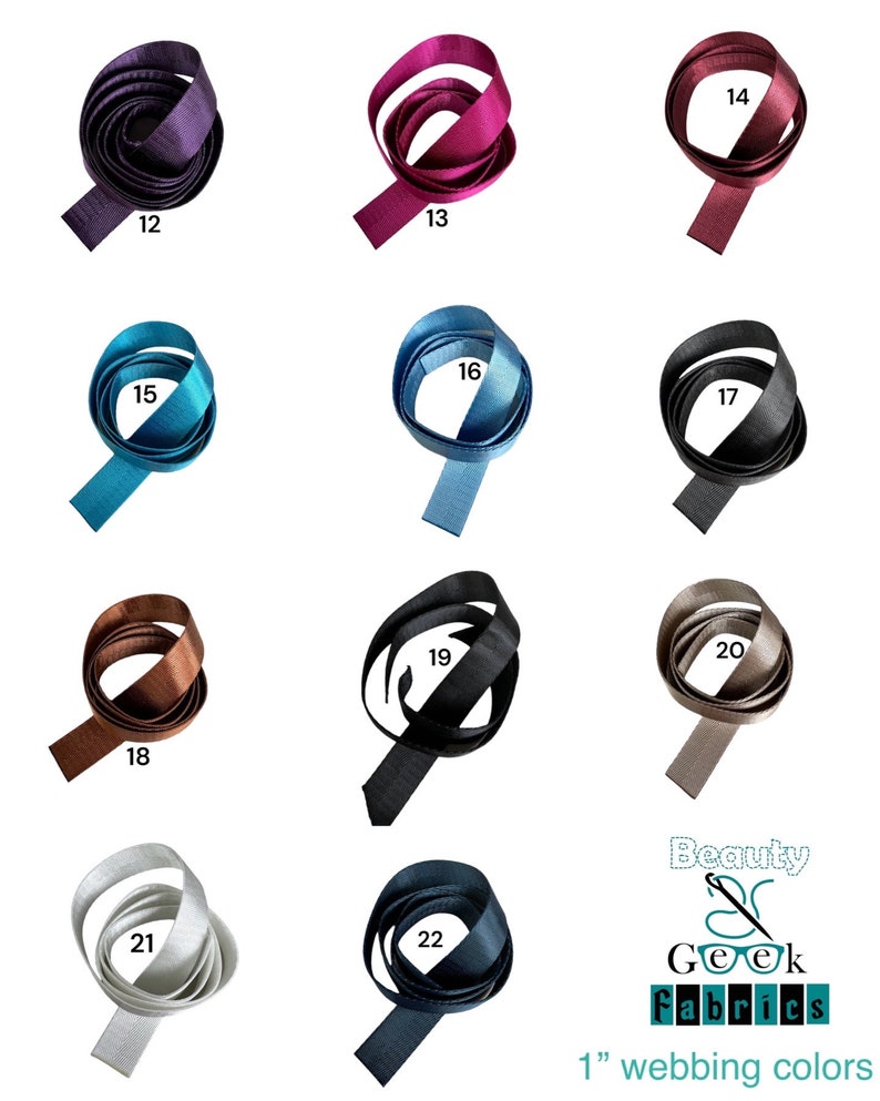1 Inch Herringbone Webbing - 1" Webbing - Seatbelt Webbing - 1 Inch Strap Webbing - 25mm - Solid Webbing - 55 Color Choices - By the Yard image 2