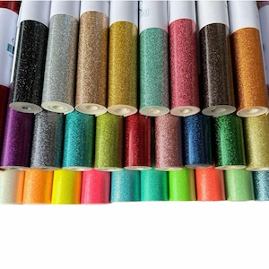 Glitter Vinyl - Sewing Vinyl - Embroidery Vinyl - 18&quot; Rolls - 31 Color Options - *3 NEW Colors*