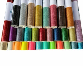Glitter Vinyl - Sewing Vinyl - Embroidery Vinyl - 18" Rolls - 31 Color Options - *3 NEW Colors*