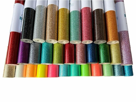 Glitter Vinyl - Sewing Vinyl - Embroidery Vinyl - 18" Rolls - 31 Color Options - *3 NEW Colors*