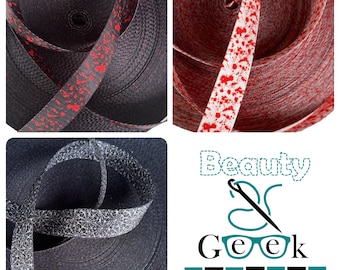 1 Inch Spooy Herringbone Webbing - 1” Webbing - Seatbelt Webbing - Printed Webbing - Webs - Spider Webs - Blood Splatter - By the Yard