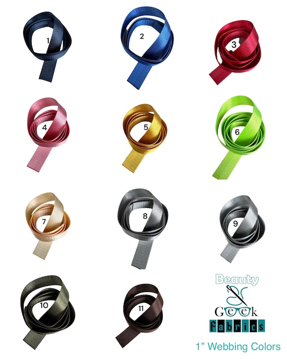 1 Inch Herringbone Webbing - 1" Webbing - Seatbelt Webbing - 1 Inch Strap Webbing - 25mm - Solid Webbing - 55 Color Choices - By the Yard