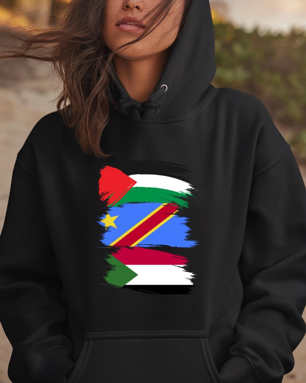 Sweat à Capuche Nigeria – Imprimé Drapeau Africain | Coupe Classique, Col Tissé, 241 G | Pour Supporters, Cadeau Décontracté