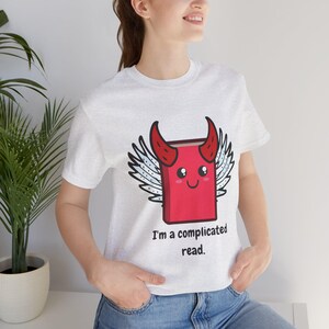 Cute Literary Devil Tee - I'm a Complicated Read, Book Lover Gift, Funny Shirt for Readers, Unisex T-Shirt, Literary Humor
