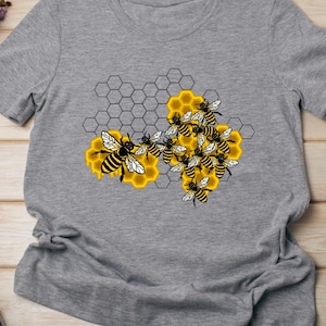 T-shirt nid d&#39;abeille Hive, Save the Bees, vêtements de printemps, graphique ruche, T-shirt abeille, t-shirt unisexe intéressant, cadeau pour amoureux des abeilles,