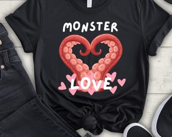 Monster Love T-Shirt, Bookworm Romance Novel Tee