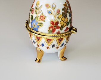 絶妙なアンティークの脚付き磁器イースターエッグ小物入れ - Etsy 日本