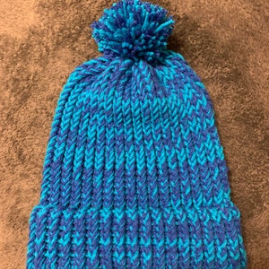 Two-tone Adult Beanie with Pompom