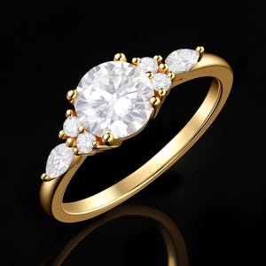 1.4ctw Gold Engagement Ring, Promise Ring Statement Ring Women Ring Gold Wedding Ring Moissanite Diamond Ring, Handmade Jewelry Gift for Her
