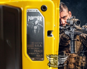 Punisher Jeep Wrangler JL/JLU Data Plate Replacement w/ If you want Peace prepare for War Quote