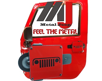MetalJeep Door Handle for 2007-2018 Jeep Wrangler JK/JKU with Red 7 Slot plate (Single Door Handle)