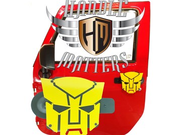 Handle Matters Door Handle for 2007-2018 Jeep Wrangler JK/JKU with Yellow Autobots plate (Single Door Handle)