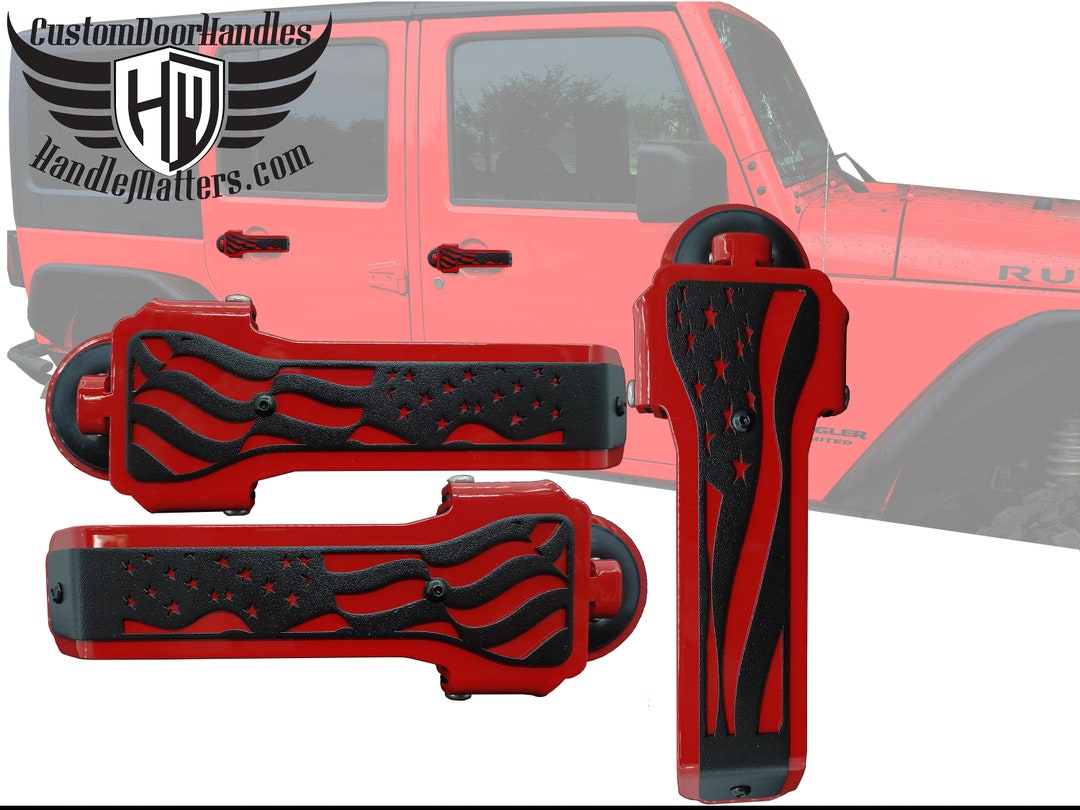 Handle Matters Black Flag on Red Door Handle for 20072018 Jeep
