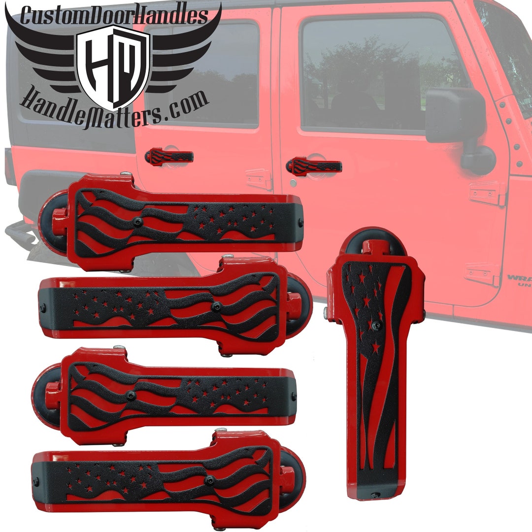 Handle Matters Black Flag on Red Door Handle for 20072018 Jeep