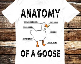 Anatomy of A Goose Funny Duck Graphic Gaming T Shirt Meme Gift Shirt Funny Tee Vintage Style Aesthetic Unisex Gamer Cult Movie Music 6018