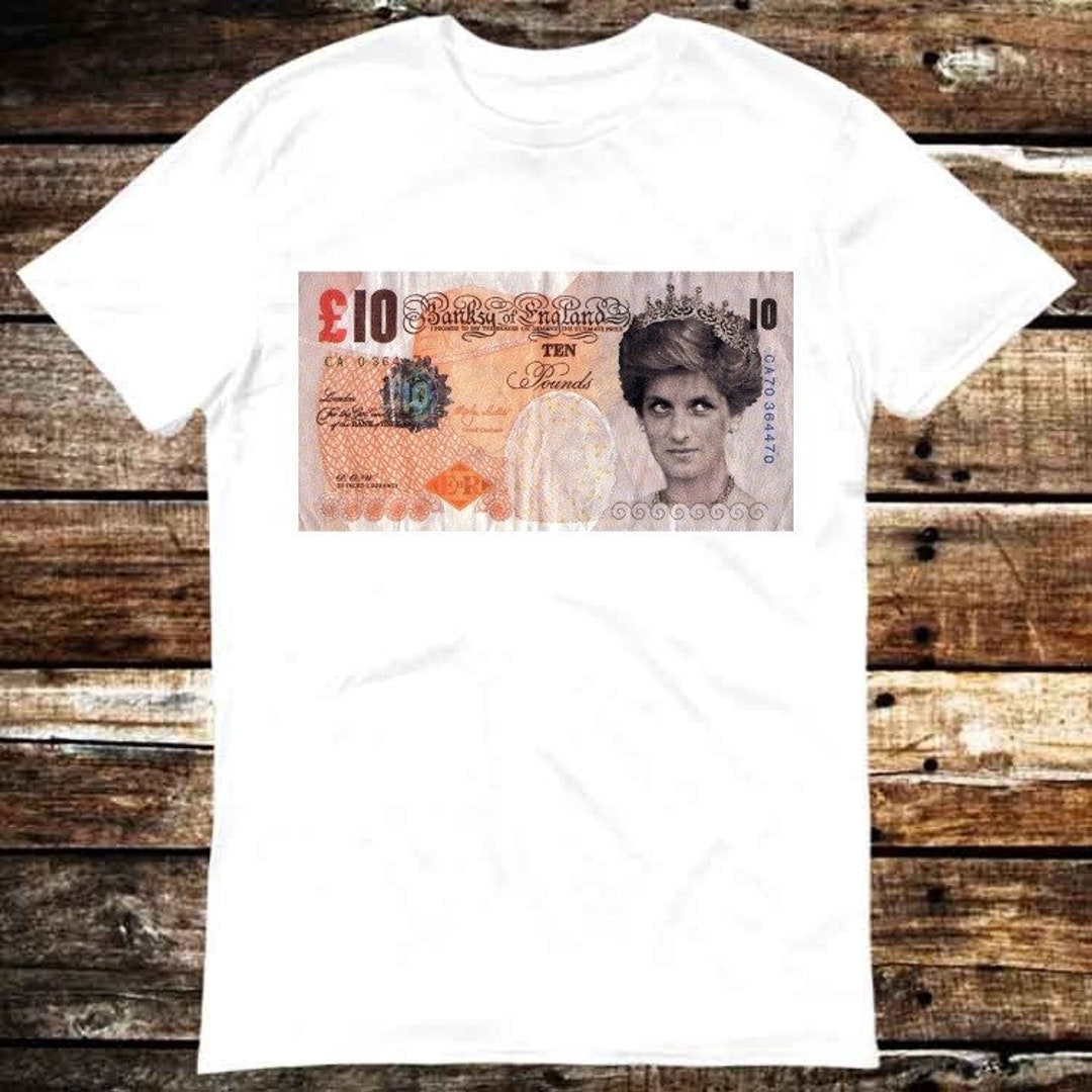 Banksy Prinses Diana 10 Pound Note T-shirt Meme Gift Top Tee