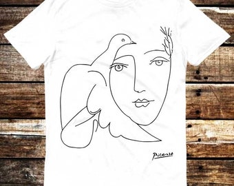 One Line Picasso Fearless Art Drawing T Shirt Meme Gift Shirt Funny Tee Vintage Style Aesthetic Unisex Gamer Cult Movie Music 6181