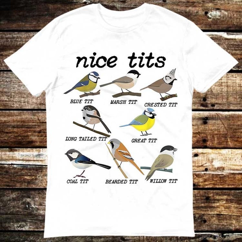 Nice Tits Bird Watch Marsh Blue Crested Willow Tit Birds T Shirt Meme Gift Funny Tee Vintage Style Unisex Gamer Cult Movie Music 6103 image 1