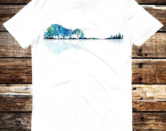 Natura Chitarra Acquerello Arte T-shirt Meme Regalo Maglietta Divertente Maglietta Stile Vintage Estetico Unisex Gamer Cult Film Musica 6002
