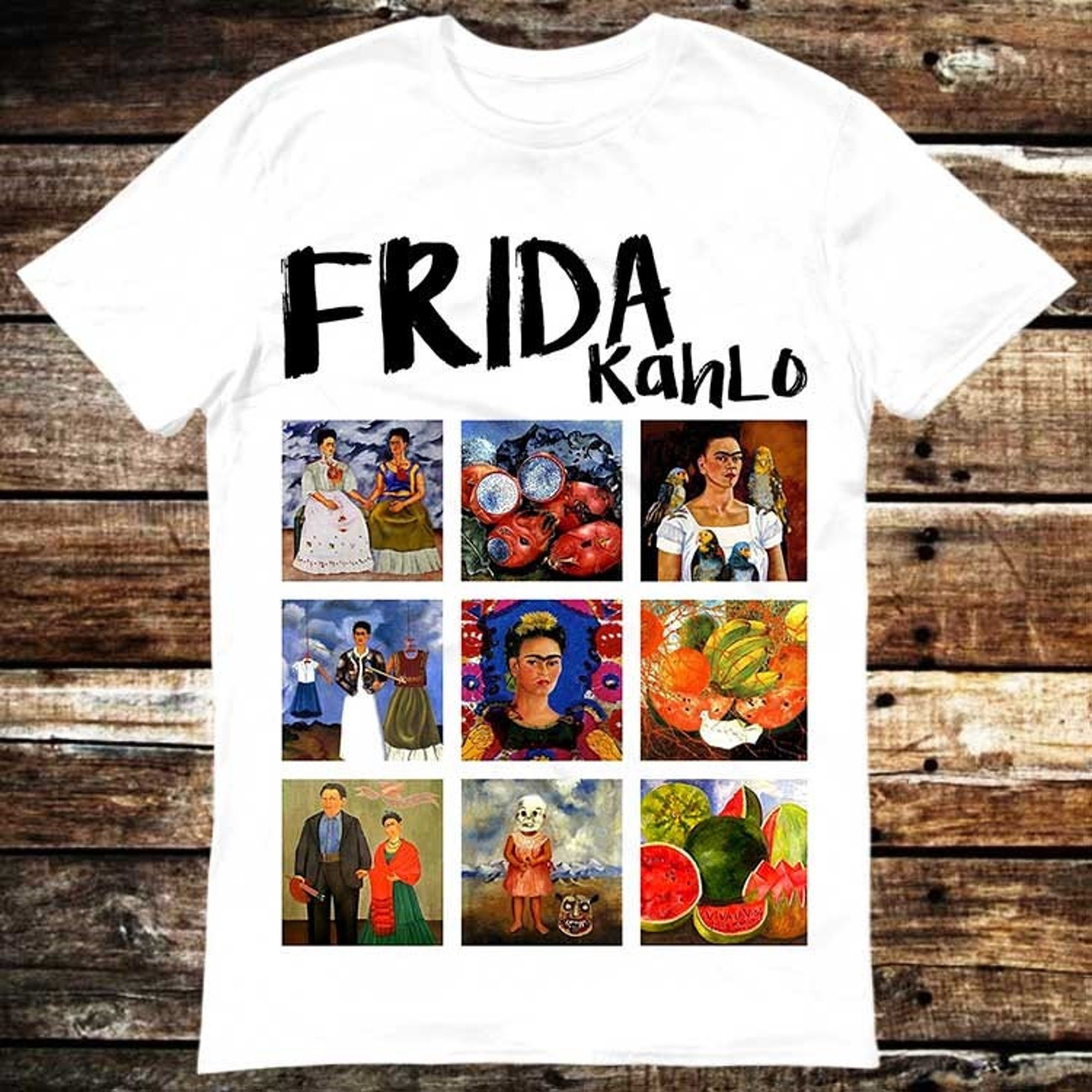 Frida Kahlo Artworks Paints Collage T Shirt