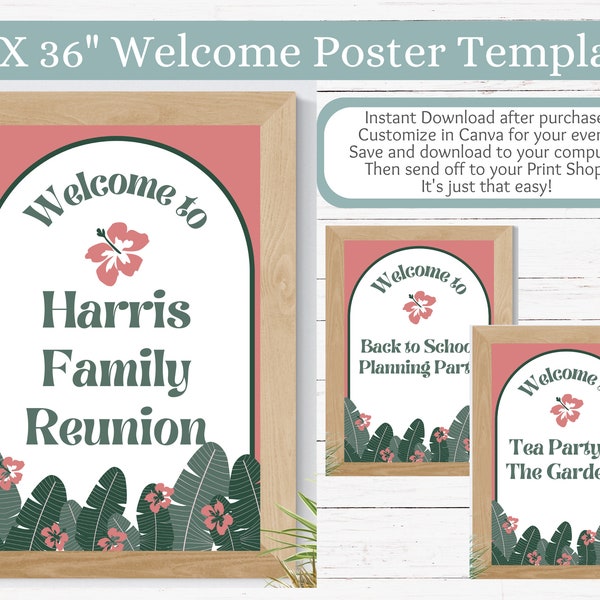 Garden Lanai Welcome Poster Template, Birthday, Luncheon, Family Reunion, Planning Luncheon, Event Poster