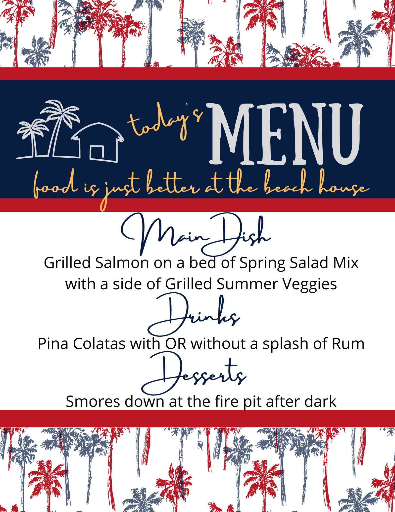 4Th Of July Menu Template