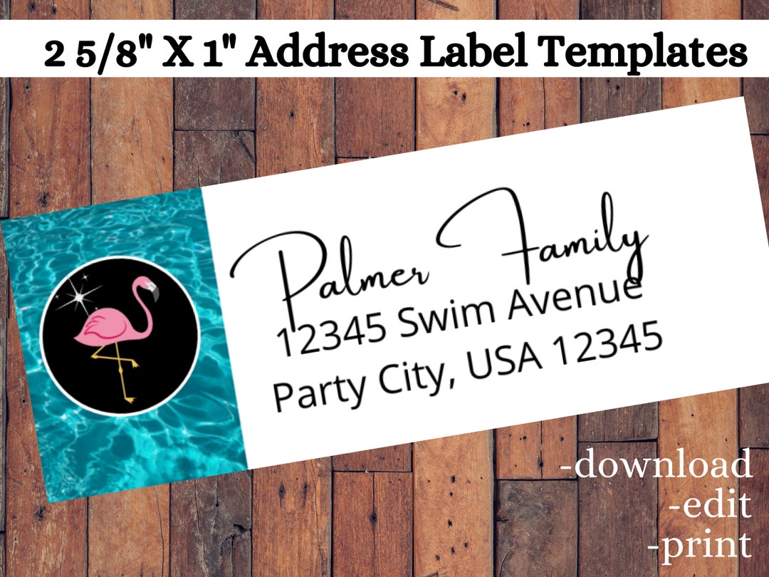 Digital Return Address Label Design Templates, Flamingo Pool Party