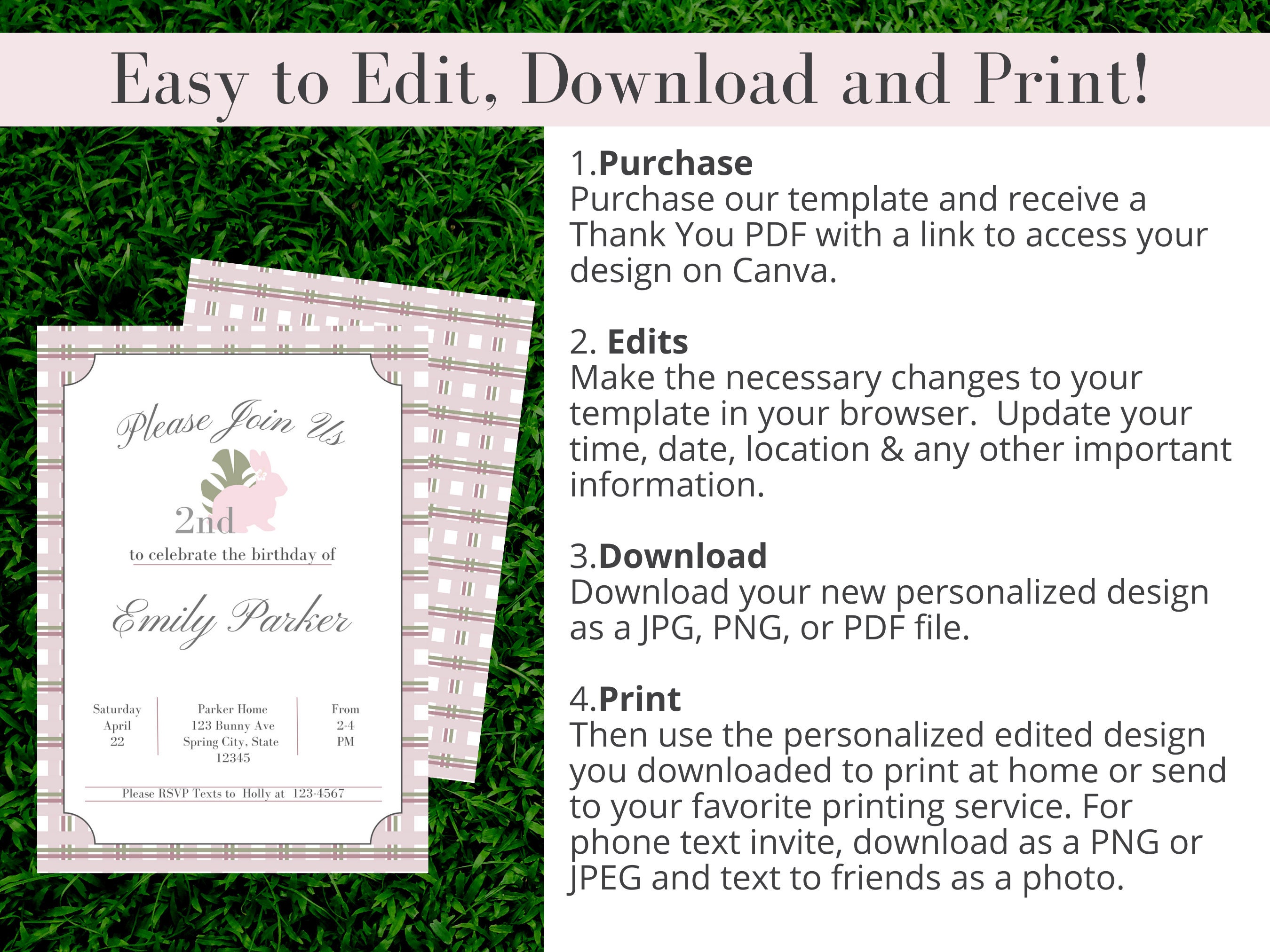 Digital Phone Textable Invitation, Canva Template, East to Edit, Easter ...