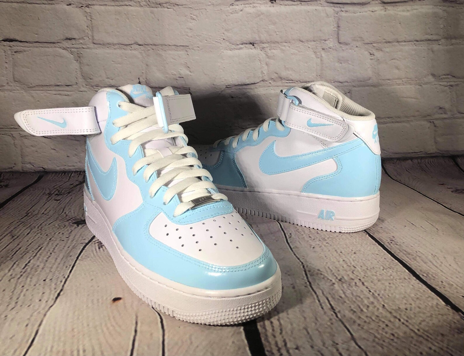 Sky Blue Air Force 1 Mid Custom Air Force 1 Sneakers | Etsy