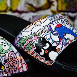 Klaar voor verzending, maat 10 aangepaste slippers, lage sneakers, custom, leren laarzen, cartoon, 3D, Hello Kitty and Friends
