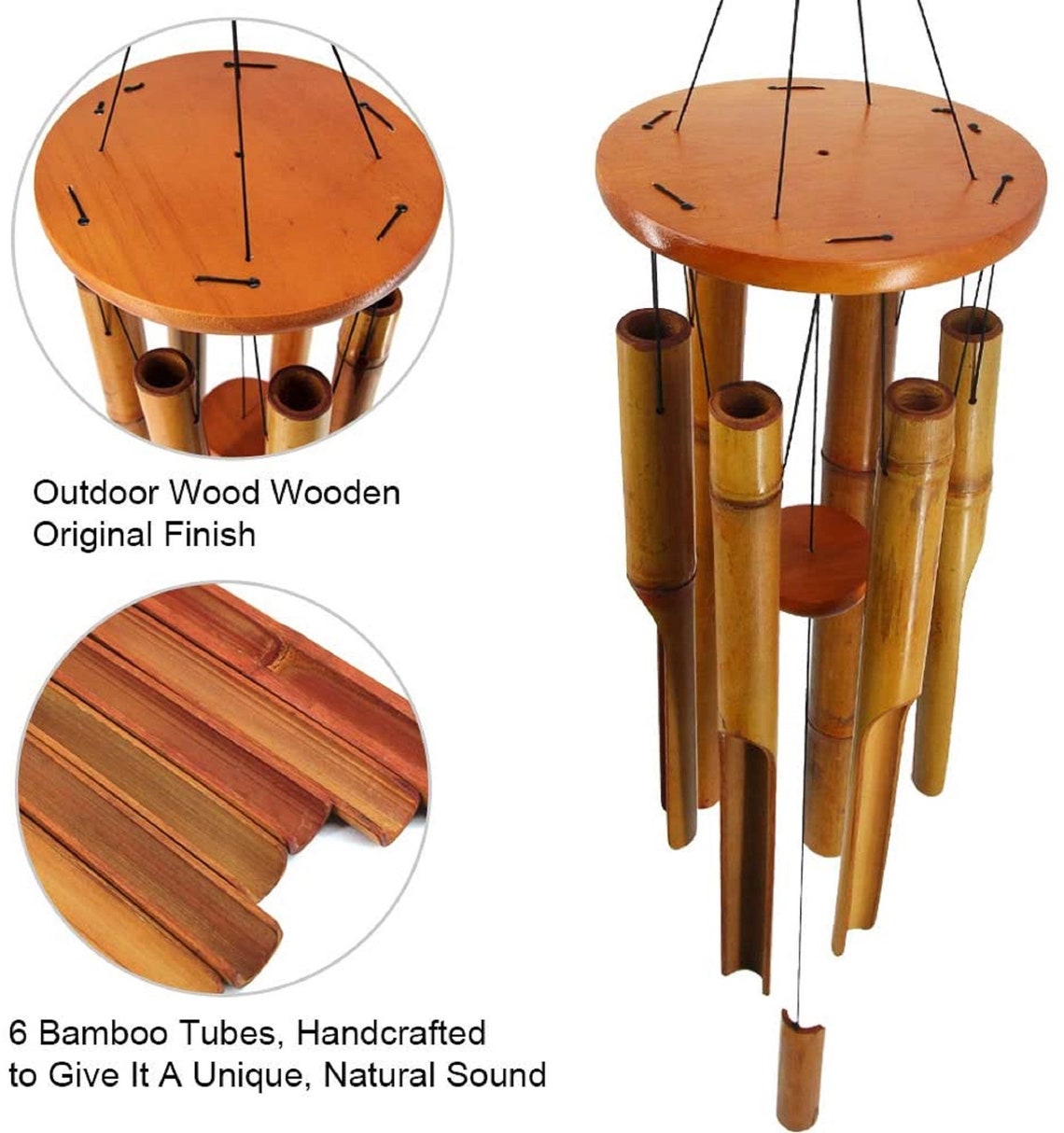 36Wooden Wind Chimes Outdoor Large Bamboo Wind Chime Wind Etsy