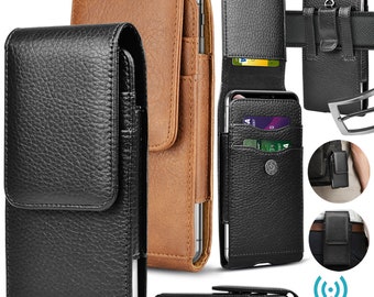 Cell Phone Holster Pouch Leather Wallet Case with Belt Loop for iphone Samsung