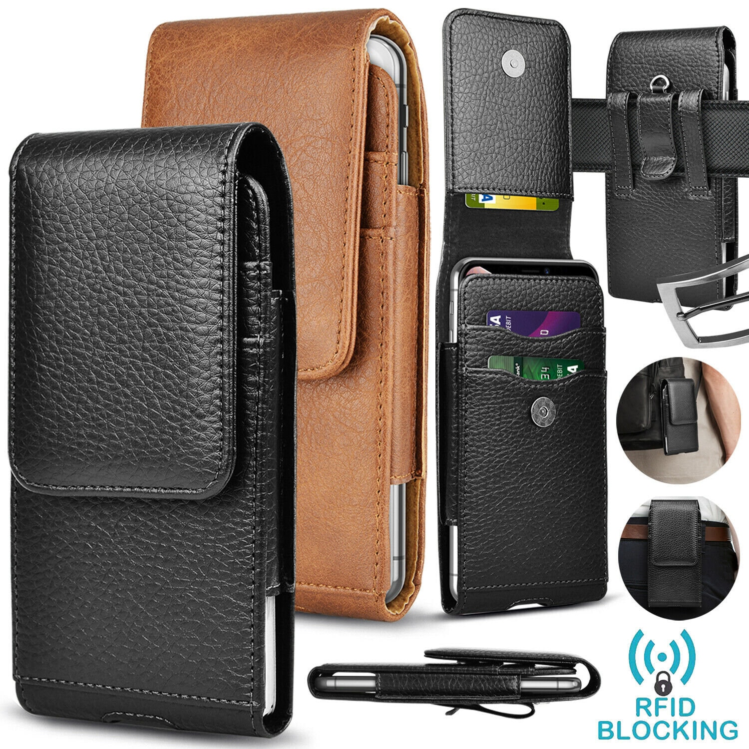 Luxury 7.2 Inch Zipper Wallet Leather Men Waist Bag Bum Pack Business  Travel Purse Phone Belt Clip Case For Samsung iPhone Xiaomi Huawei Holster  Pouch