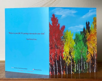 Autumn Trees Blank Card, Fall Greeting Card, Autumn Landscape Card, Canvas Art Card,Cute Greeting Cards, Blank Cards, Autumn Leaves Card