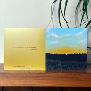 Carte acrylique coucher de soleil, Carte d'art acrylique, Carte d'art coucher de soleil, Carte de voeux campagne, Carte d'art sur toile, Carte d'art du paysage, Carte vierge coucher de soleil