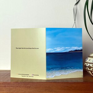 Carte vierge plage, carte de voeux paysage marin, carte vierge d'art marin, carte d'art océan, carte de voeux mignonne, carte d'art plage, carte d'art mer turquoise