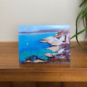 Carte vierge plage, Carte de voeux paysage marin, Carte vierge d'art marin, Carte d'art océan, Carte de voeux artistique, Carte d'art plage, Carte d'art impressionniste
