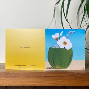Carte d'art Plumeria, carte d'art de plage, carte d'art floral, carte d'art floral, carte de voeux artistique, carte d'art de vacances, carte vierge, jolie carte de voeux