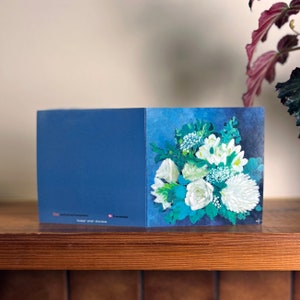 Carte d'art floral, carte d'art floral, carte d'art fleur blanche, carte de voeux artistique, carte d'art des fêtes, carte vierge, jolie carte de voeux, carte d'art peint