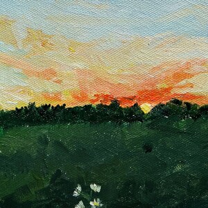 Sunset Art, Prairie sky painting, Impressionistic Art, Vivid sky art, Sunset painting, Clouds Painting, Round Canvas Art, Landscape Artwork image 3