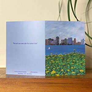 Carte de voeux paysage urbain, carte vierge Skyline, carte de voeux florale, carte d'art océan, carte paysage, carte vierge nature, carte d'art acrylique