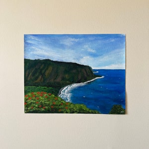 Tropical Beach Art, Seascape Painting, Hawaii Beach Painting, Waipio Valley Painting, Ocean Painting, Sea Mountains Art ,Tropical Ocean Art