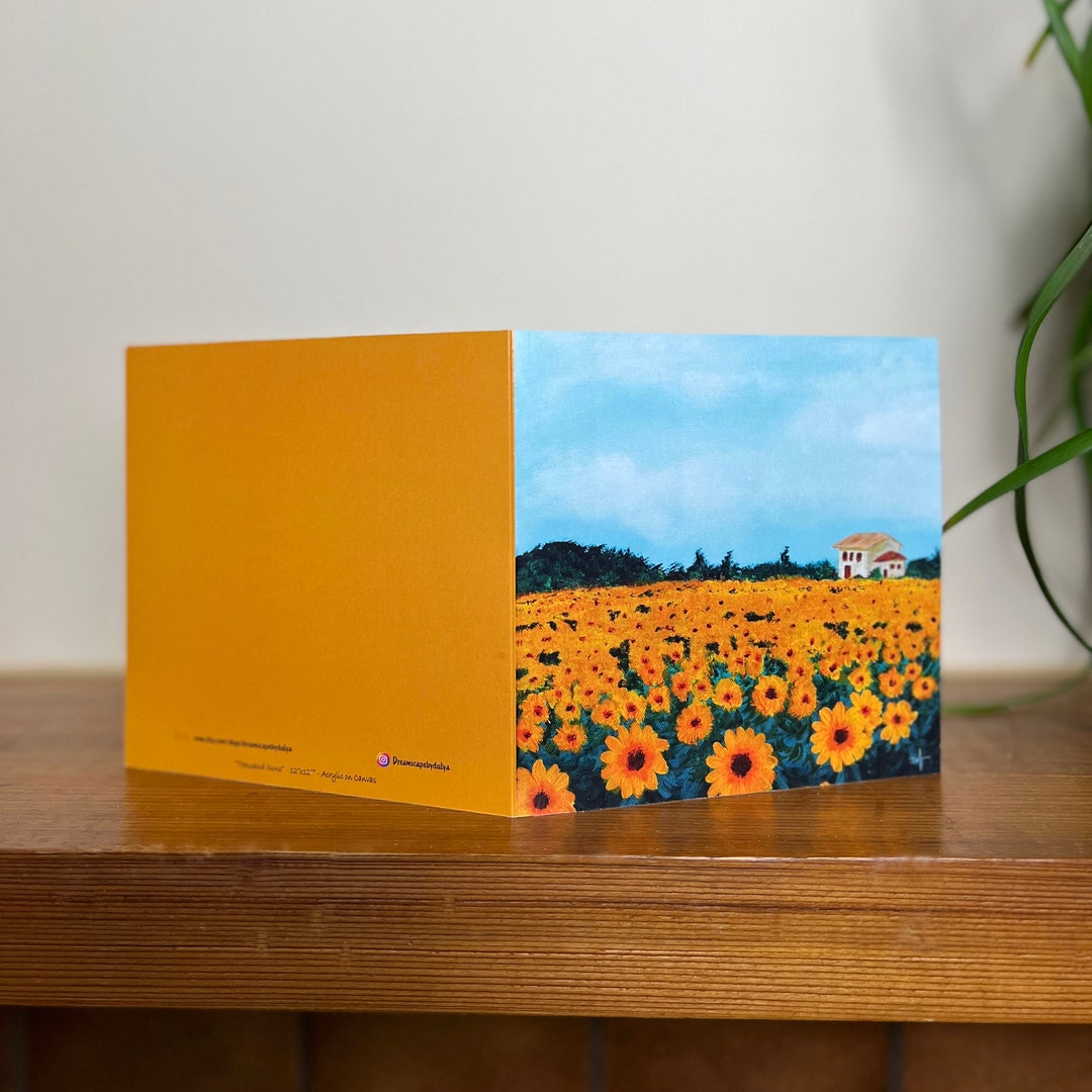 Floral Greeting Card, Sunflower Blank Card, Art Card, Acrylic Painting ...
