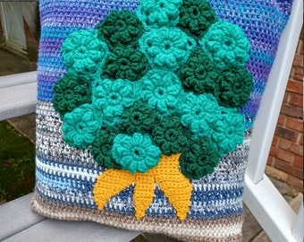 HANDMADE Crochet Cushion with Tree Applique