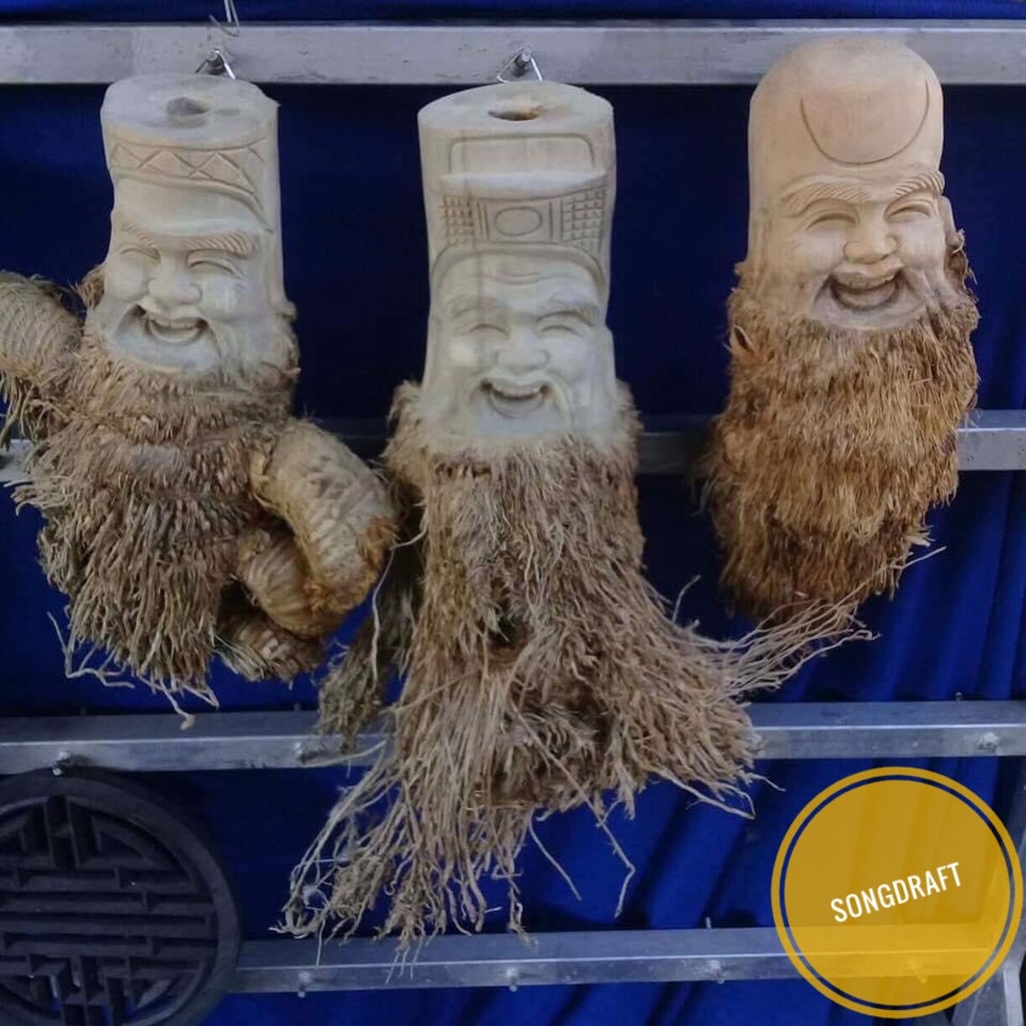 Set of 3 Hand Carved Statues Phuoc Loc Tho Statue Etsy