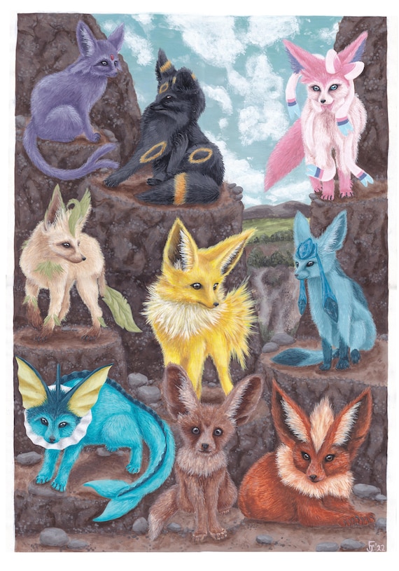 Eevee Evolutions Prints Small Prints 8 1/2 x 5 1/4 Big -  Portugal