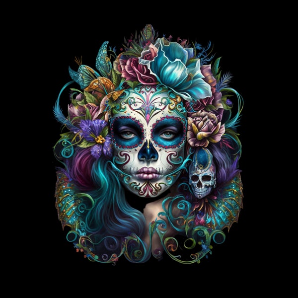 Sugar Skull Poster Etsy