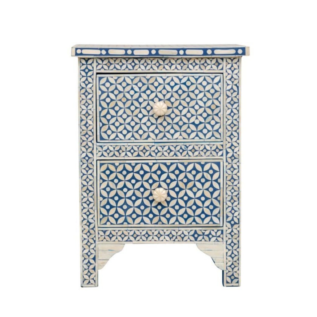Bone Inlay Nightstand Table Blue - Etsy