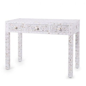 Mother of Pearl inlay Console Table, Mother of pearl inlay Desk white